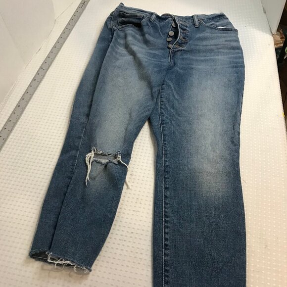 LUCKY BRAND WOMENS BUTTON FLY ANKLE CUT OFF JEANS SIZE 10 - Picture 2 of 8